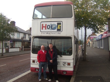 HOPE Bus with Richard Waller and Marcus Dixon, in Belfast - Photo: Clive Price