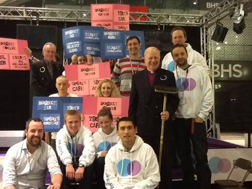 The Bishop visits the teams at the shopping centre