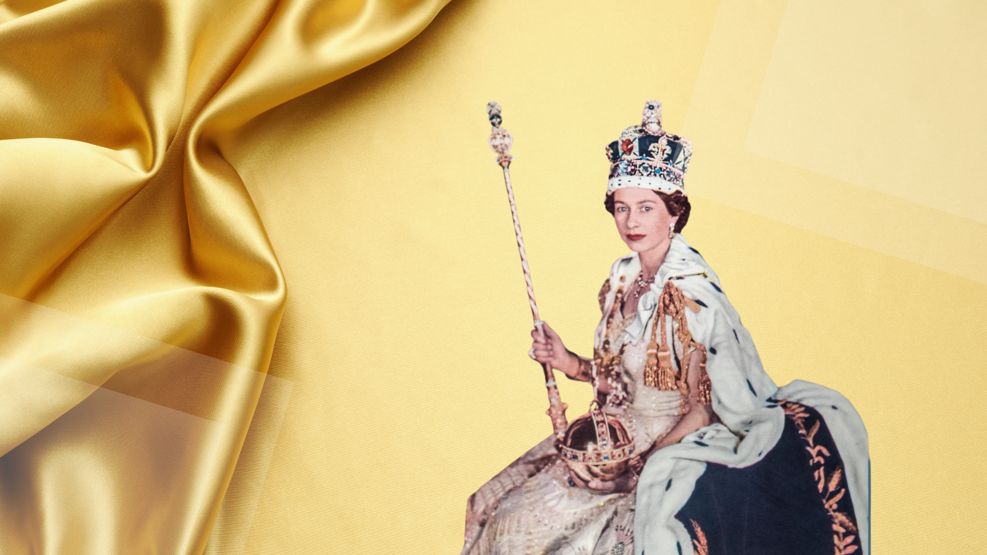 Queen on gold silk background