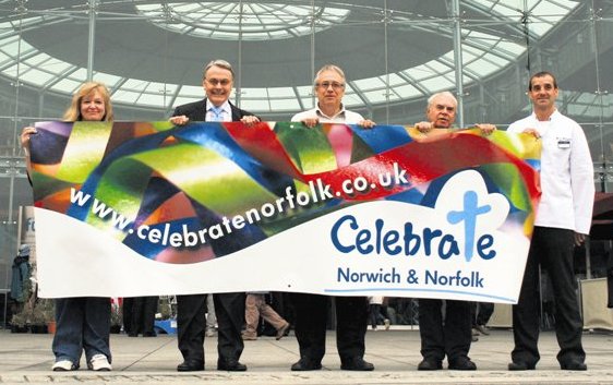 Celebrate Norwich and Norfolk banner and organising team